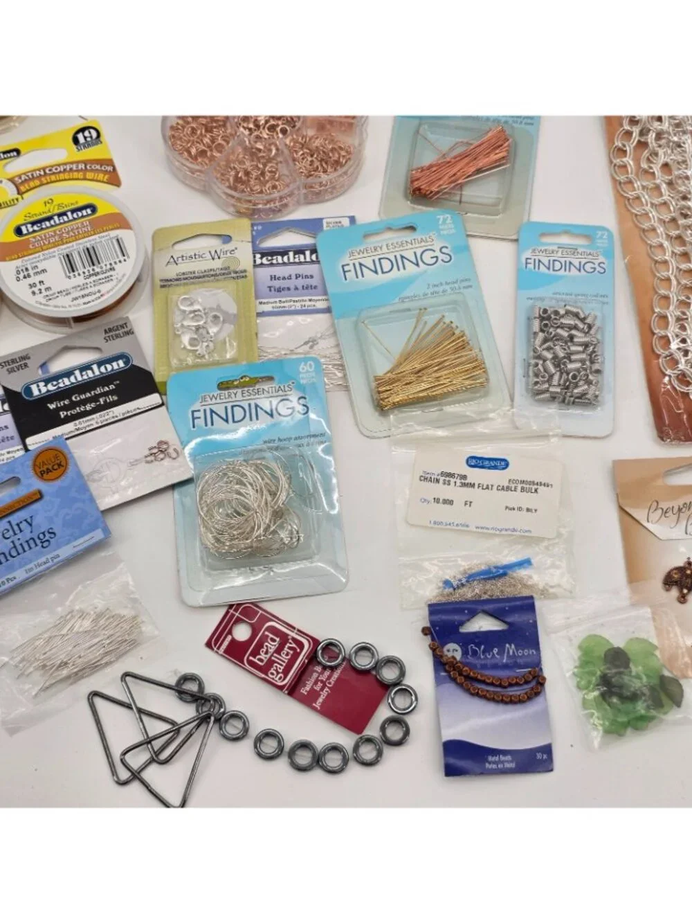 HUGE Jewelry Making Supply Lot Charms Necklaces Copper Beads Gems Tools most NEW